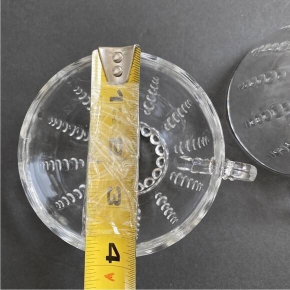 Vintage Federal Depression Clear Glass Columbia Pattern Tea Coffee Cups Set Of 4 - Picture 7 of 9